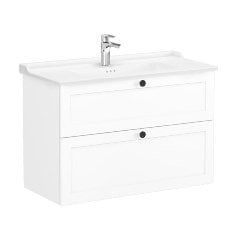 Vitra Root Classic 68890 Lavabo Dolabı, İki Çekmeceli, 100 Cm, Mat Beyaz, Klasik Lavabolu